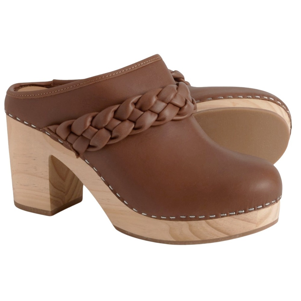 Dolce Vita Brown Braided Leather Clogs